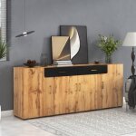 Merax buffet bas 4 portes et 2 tiroirs meuble de rangement - meuble tv dcor chne panneau de particules ...