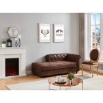 Mridienne gauche chesterfield en microfibre aspect cuir vieilli shirel
