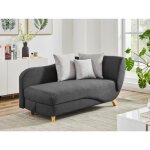 M�ridienne gauche convertible en tissu anthracite avec coffre de rangement penelope