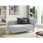 M�ridienne gauche convertible en tissu gris clair avec coffre de rangement penelope