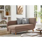 M�ridienne gauche convertible en tissu marron avec coffre de rangement penelope