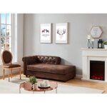 Mridienne droite chesterfield en microfibre aspect cuir vieilli shirel