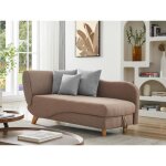 M�ridienne droite convertible en tissu marron avec coffre de rangement penelope