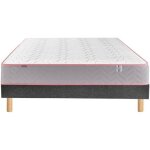 Merinos ensemble matelas sommier 140 x 200 endormi 140x200 + sommier anthracite + pieds
