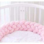 Merkmak 3m tour de lit b�b� coussin serpent tress� pare - chocs velours protection b�b� rose