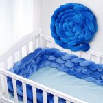 Merkmak tour de lit bb 3m coussin velours pare chocs pour les nouveau ns - largeur 15cm bleu