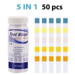 Mesure bandes de test deau spa 50 pices 5 en 1 papier bandelette test de ph daquarium de piscine pour ...