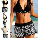 Metisbox maillot de bain femme 2 pices - push up + short - noir et blanc