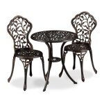 Relaxdays meubles de balcon 3 pi�ces table de balcon avec 2 chaises orn�s aluminium bistrot hxd: 65x ...
