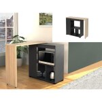 Meuble de bar pivotant avec rangements - naturel et anthracite - saturne Meuble de bar pivotant avec rangements - naturel et anthracite - saturne