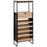 Meuble bar porte - bouteilles en aggloméré naturel avec pieds en métal noir - longueur 60 x profondeur ... Meuble bar porte - bouteilles en aggloméré naturel avec pieds en métal noir - longueur 60 x profondeur ...