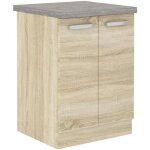 Meuble bas 2 portes battantes - dcor chne sonoma - l 60 x p 516 x h 85 cm - lassen