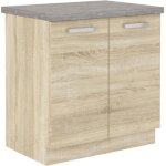 Meuble bas 2 portes battantes avec plan de travail - décor chêne sonoma - l 80 x p 516 x h 82 cm - lassen ... Meuble bas 2 portes battantes avec plan de travail - décor chêne sonoma - l 80 x p 516 x h 82 cm - lassen ...