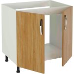 Meuble bas de cuisine pour evier 2 portes coloris chêne cortez - hauteur 85 x longueur 80 x profondeur ... Meuble bas de cuisine pour evier 2 portes coloris chêne cortez - hauteur 85 x longueur 80 x profondeur ...