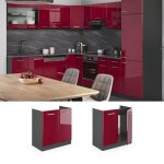 Meuble bas sous - évier r - line 80cm sans pt rouge bordeaux haute brillance anthracite vicco Meuble bas sous - évier r - line 80cm sans pt rouge bordeaux haute brillance anthracite vicco