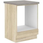 Meuble bas pour four encastrable avec plan de travail - dcor chne sonoma - l 60 x p 516 x h 85 cm - ...