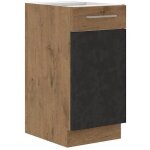 Meuble bas rock - m�lamin� d�cor ch�ne lancelot et gris matera - 1 porte - l40 x h82 cm