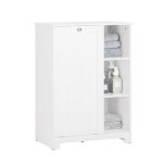 Meuble bas de salle de bain bzr105 - w - sobuy - 3 tagres et 1 panier  linge amovible - 60x37x86 - ...