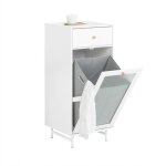Meuble bas de salle de bain bzr116 - w - sobuy - sur pieds avec 1 tiroir 1 porte en verre et 1 panier ...
