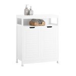 Meuble bas salle de bain bzr121 - w sobuy - avec 2 portes tagres rglables 70x35x90 cm - blanc