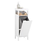 Meuble bas de salle de bain bzr122 - w sobuy - avec corbeille  linge - blanc - 30x30x90cm