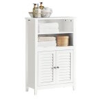 Meuble bas salle de bain bzr13 - w sobuy - 2 etag�res et 2 portes - blanc - l58cm x p24cm x h90cm