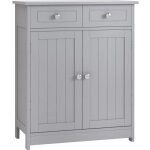 Meuble de salle de bain - meuble de rangement - kleankin - 2 tiroirs placard double porte r�glable - ...