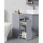 Meuble bas de salle de bain avec tiroir 40 x 18 x 70 cm pour petits espaces gris tourterelle