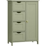 Meuble bas de salle de bain - vasagle - 4 tiroirs - placard avec porte - �tag�re r�glable - vert for�t ...