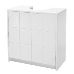 Meuble bas sous lavabo pour salle de bain en mdf blanc - longueur 56 x profondeur 30 x hauteur 60 cm ...