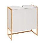 Meuble bas sous lavabo pour salle de bain en mdf coloris blanc - naturel - longueur 70 x profondeur 33 ...