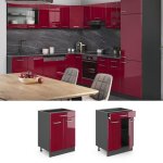 Meuble cuisine r - line 60cm avec tiroir sans pt rouge bordeaux haute brillance anthracite vicco Meuble cuisine r - line 60cm avec tiroir sans pt rouge bordeaux haute brillance anthracite vicco