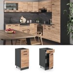 Meuble cuisine r - line 40cm sans pt chne de force dor anthracite vicco