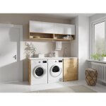 Meubles de buanderie pour machine  laver avec plan de travail - l182 cm - blanc et naturel clair - nataji ...