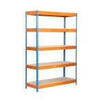 Meuble de bureau - simonrack - kit bricoforte 1004 - 5 - bois - 2000x1000x450mm - bleu et orange