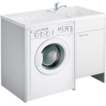 Meuble cache lave linge avec bac � laver r�versible en pvc blanc 109x60 cm mod. irene