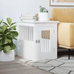 Meuble de cage pour chiens - blanc - 45x62x59 cm - bois dingnierie - acier - 2 en 1