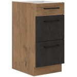 Meuble casserolier rock - 3 tiroirs - chne lancelot et gris matera - l40 x h82