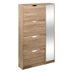 Meuble range - chaussures x24 miroir effet ch�ne naturel - 5 five simply smart