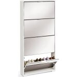 Meuble à chaussures 4 portes coloris blanc brillant - hauteur 153 x longueur 74 x profondeur 17 cm Meuble à chaussures 4 portes coloris blanc brillant - hauteur 153 x longueur 74 x profondeur 17 cm