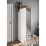 Meuble  chaussures avec 8 tagres rglables collection key coloris blanc brillant laqu et chne cadiz ...