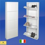 Meuble  chaussure blanc 4 portes battantes max 12 paire de chaussures 50x14x 138 cm rien  monter acier ...
