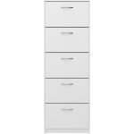 Meuble � chaussures - blanc - 5 abattants - 10 paires - l585 x h1685 x p17 cm - fabriqu� en allemagne ...