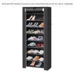 Meuble à chaussures à neuf compartiments avec couvercle en tissu noir pur 60 x 30 x 160 cm - quiienclee ... Meuble à chaussures à neuf compartiments avec couvercle en tissu noir pur 60 x 30 x 160 cm - quiienclee ...
