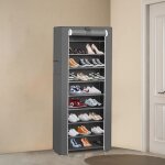 Meuble � chaussures kedia - gris fonc� - 60 * 30 * 160cm - 9 �tag�res - tissu