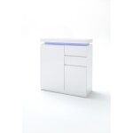 Meuble a chaussures avec led en laque blanc brillant avec decor beton - l91 x h97 x p38 cm