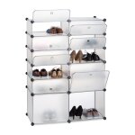 Meuble à chaussures - relaxdays - 12 casiers - plastique - transparent - 125x94x37 cm Meuble à chaussures - relaxdays - 12 casiers - plastique - transparent - 125x94x37 cm