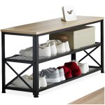 Meuble � chaussures - tectake - �tag�re � chaussures blackpool en bois mdf 101 x 305 x 455 cm - bois ...