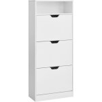 Meuble � chaussures - vasagle - 3 portes battantes - 14 � 18 paires - blanc nuage