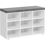 Meuble  chaussures - vasagle - banc avec coussin et 9 compartiments - blanc classique